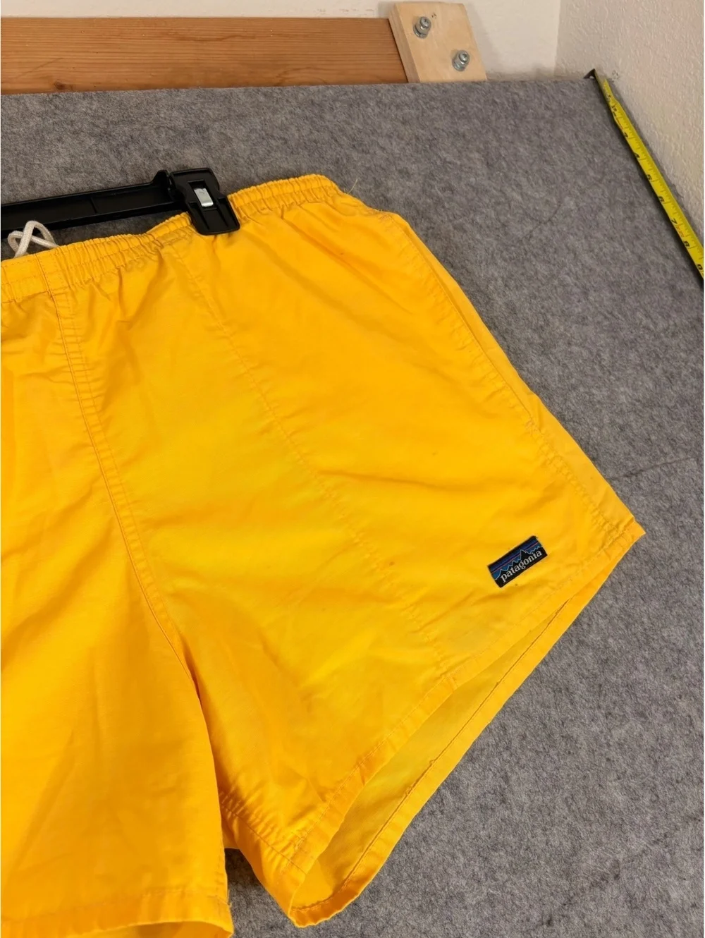 Vintage 80s Patagonia Baggies Shorts Mens L Yellow Outdoor Hiking Made in USA